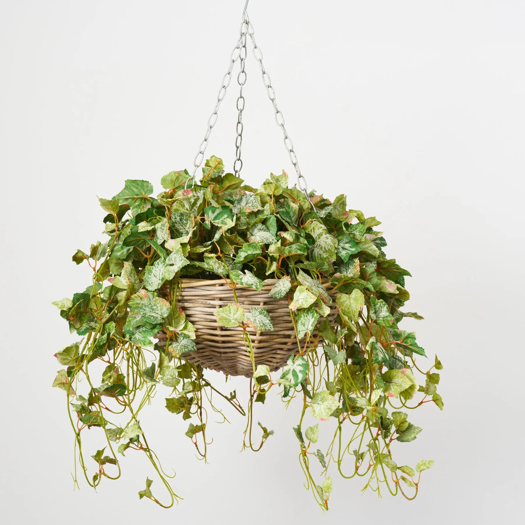 FDS150AllSeasonsFrostedGrapeLeafHangingBasketEverydayFauxGreenery_1.jpg All Seasons Frosted Grape Leaf Hanging Basket Everyday Faux Greenery - Frosted Green