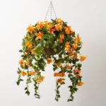 Alternate angle of the Draping Orange Bougainvillea in Rattan Summer Hanging Basket showing material texture