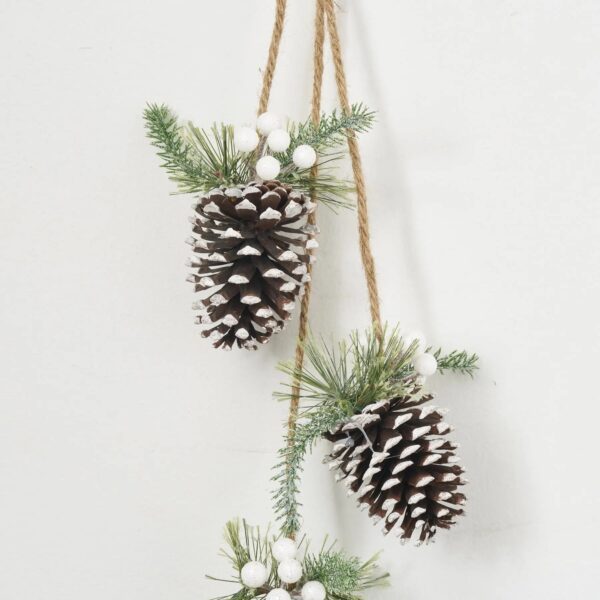 Close-up of swag tail detail on this Hanging Frosted Pinecone Christmas Decor Christmas Decor Swag