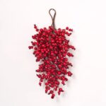 Mixed Red Berry Waterproof Winter Teardrop Holiday Front Door Hanging Swag Christmas Decor - 20
