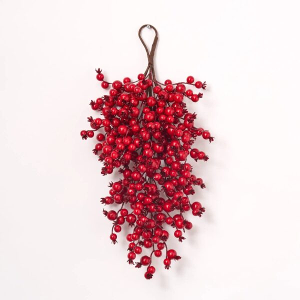 Mixed Red Berry Waterproof Winter Teardrop Holiday Front Door Hanging Swag Christmas Decor - 20
