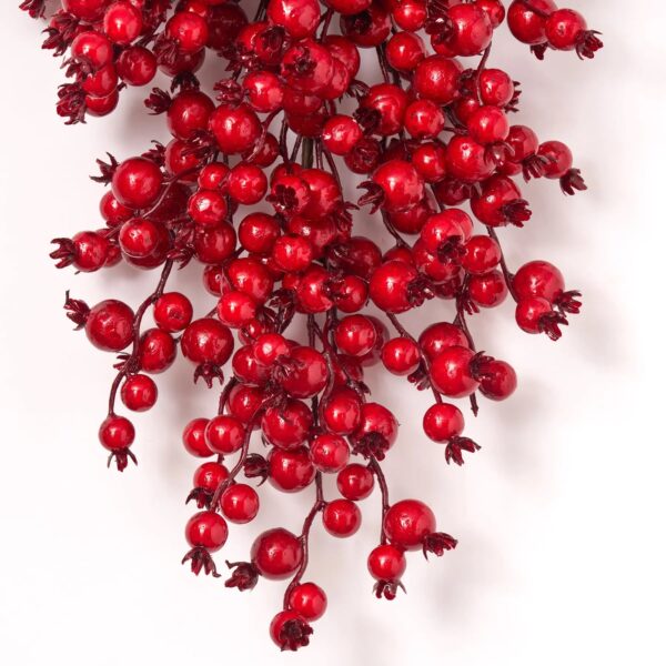 Close-up of swag tail detail on this Mixed Red Berry Waterproof Winter Door Hanging Swag
