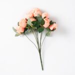 Alternate angle of the One Dozen Light Pink Silk Bush Stem Bouquet showing leaves along