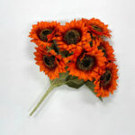 Orange Faux Floral Sunflower Bush Bouquet - 17 inch