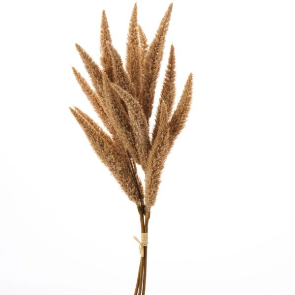 Brown Flocked Foxtail Grass Faux Greenery Stem Bundle of Three - 25 inch - Brown