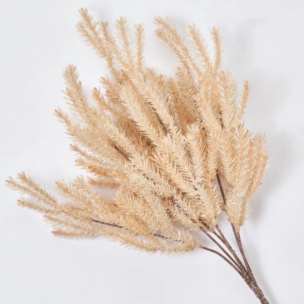 Champagne Pink Pine Branch Sparkling Holiday Foliage Spray - 15 inch - Champagne Pink