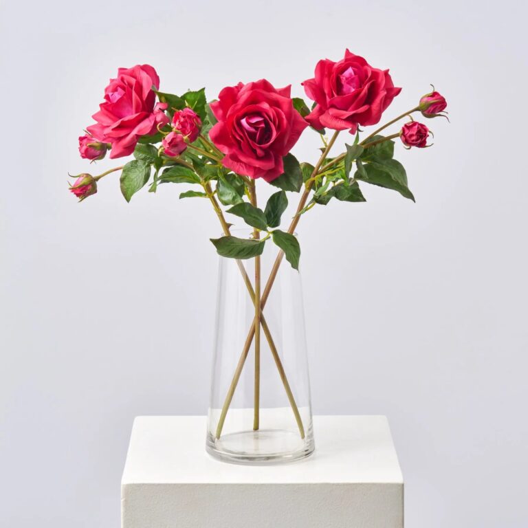 Magenta Pink Real Touch Garden Rose Bloom Everyday Spring Faux Floral Stem - 22 inch