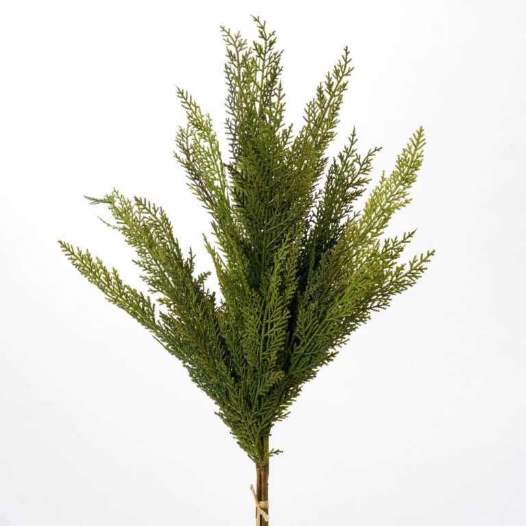 Close-up of bloom tips on this Real Touch Lebanon Cedar Faux Winter Greenery Stem