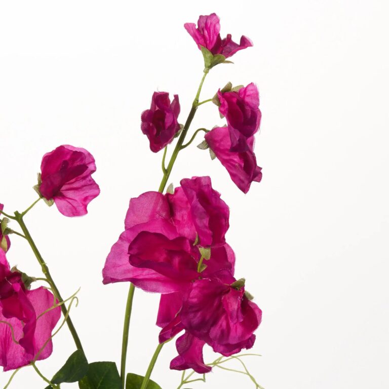 Close-up of bloom tips on this Lifelike Magenta Pink Sweet Pea Stem Floral Spray