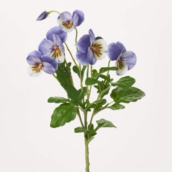 Purple Faux Floral Silk Pansy Spray with Wired Stems - 15 inch