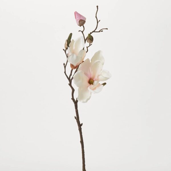 Light Pink Magnolia Blossom and Bud Multiple Blooming Branch Stem Spray - 19 inch