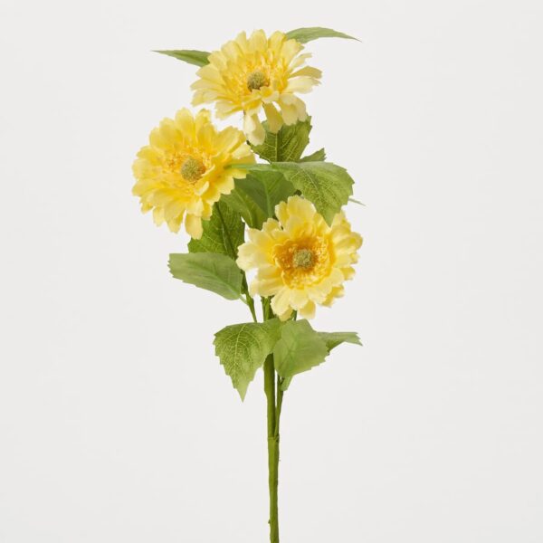 Yellow Silk Mini Daisy Blooms Single Stem Floral Spray - 11 inch