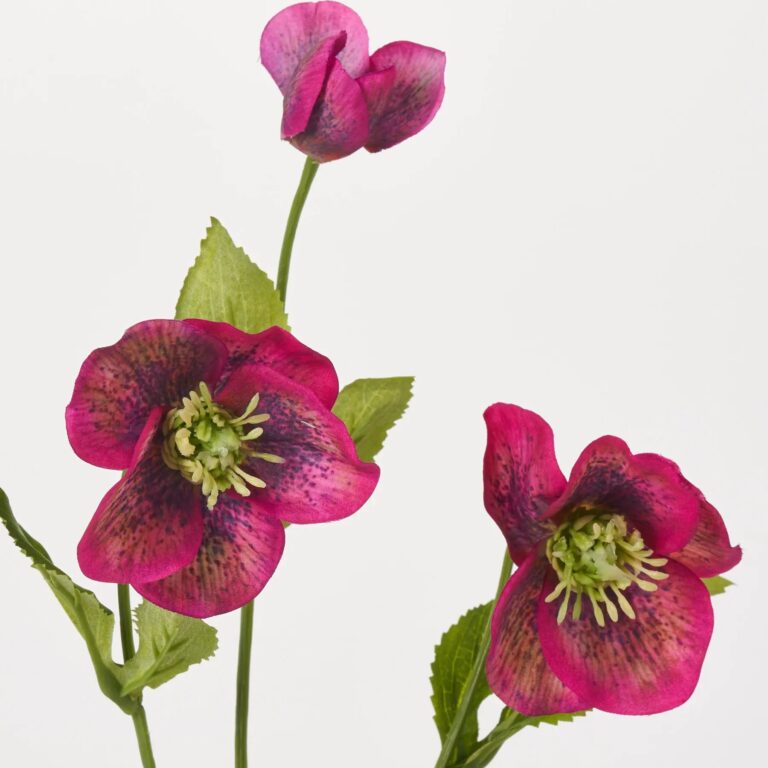 Close-up of bloom tips on this Ultra Violet Hellebores Blooms Faux Spring Stem Spray