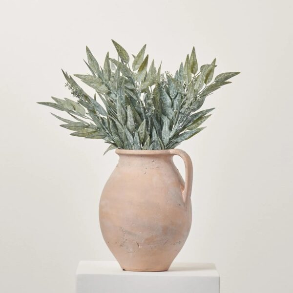 Dusty Green Faux Seeded Bay Leaf Bush Spray - 21 inch - Dusty Green