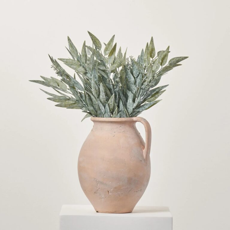 Dusty Green Faux Seeded Bay Leaf Bush Spray - 21 inch - Dusty Green