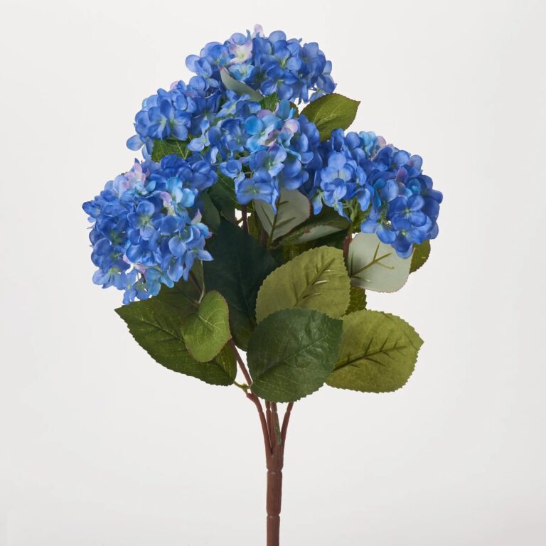 Royal Blue Silk Hydrangea Blooms Bush Bouquet - 19 inch