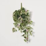 Flowering Wandering Dude Hanging Faux Greenery Bush Spray - 22 inch - Green and Pink