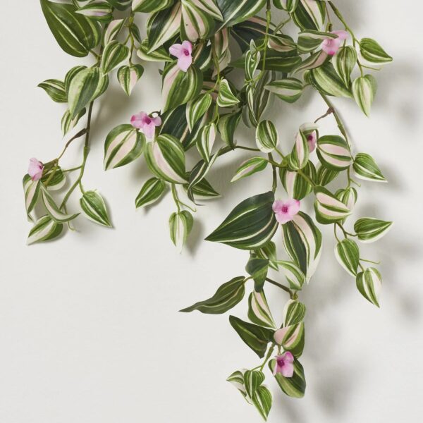Close-up of bloom tips on this Flowering Wandering Dude Hanging Faux Greenery Bush Spray