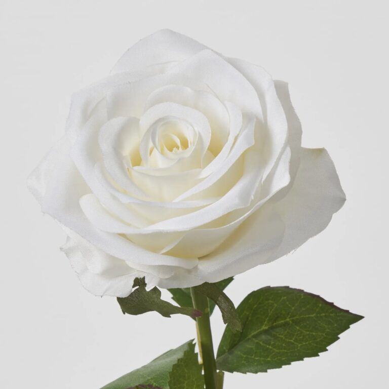 Close-up of bloom tips on this White Open Rose Bloom Spray Faux Floral Stem