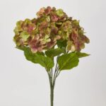 Green and Pink Watercolor Silk Garden Hydrangea Blooms Bush Bouquet - 21 inch