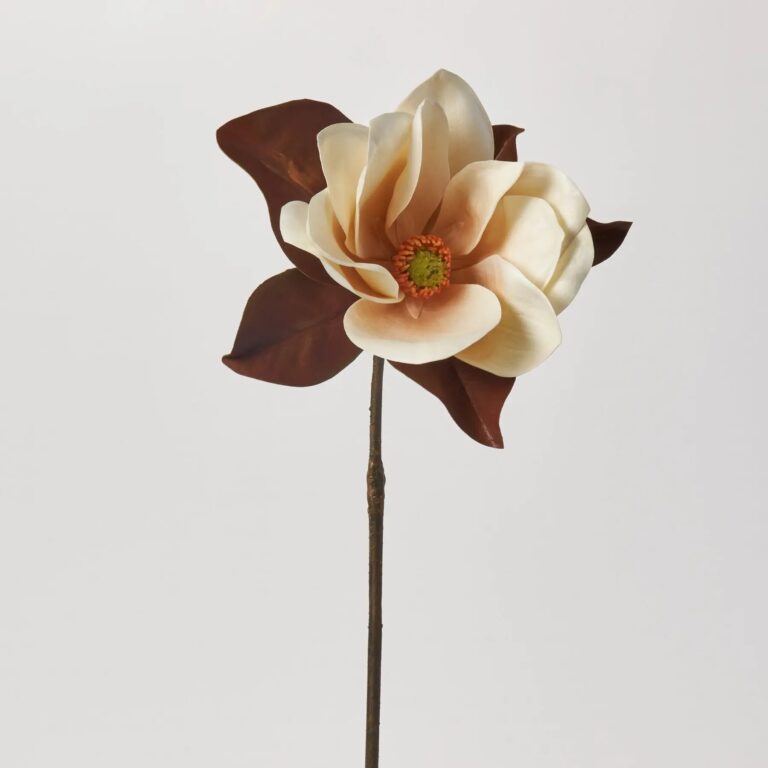 Real Touch Classic Fall Brown Magnolia Bloom Wired Branch Spray - 26 inch