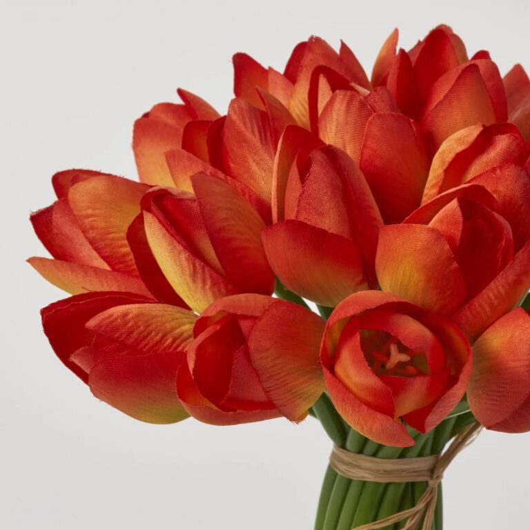 Close-up of bloom tips on this Orange Mini Silk Tulips Faux 24 Stems faux flower