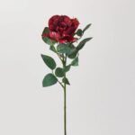 Real Touch Two - Tone Red Garden Rose Bloom Floral Stem Spray - 25 inch