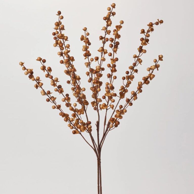 Close-up of bloom tips on this Toffee Brown Fall Berry Cluster 3 Long Stems