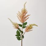 Cream and Light Pink Faux Astilbe Spray Single Long Stem Faux Floral - 34 inch