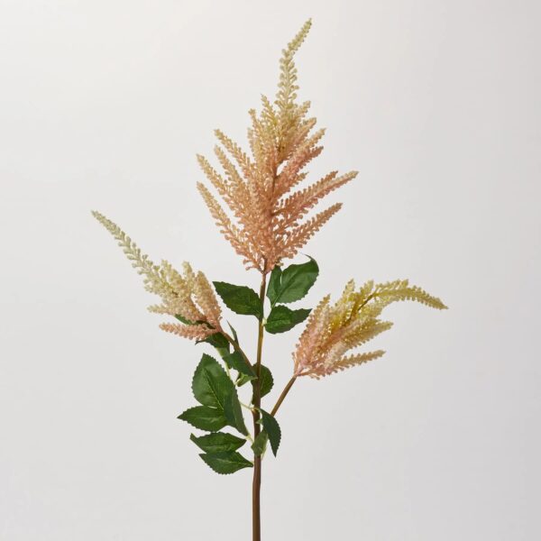 Cream and Light Pink Faux Astilbe Spray Single Long Stem Faux Floral - 34 inch