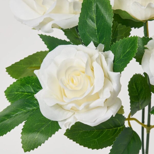 Close-up of bloom tips on this White Silk Rose Bush Stem Bush Stem Bouquet