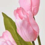 Close-up of bloom tips on this Light Pink Silk Tulip Spray Leaf Stem Bouquet
