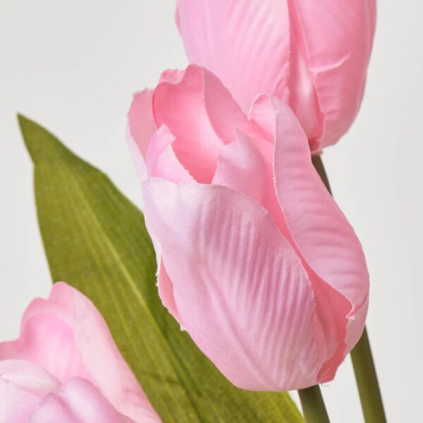 Close-up of bloom tips on this Light Pink Silk Tulip Spray Leaf Stem Bouquet