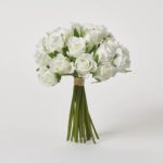 White Silk Mini Rose Blooms Bouquet Bundle of 22 Stems - 9 inch