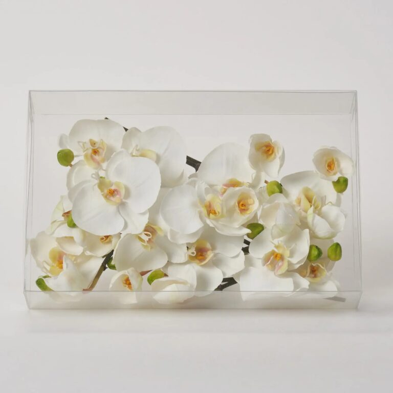 Real Touch White Orchid Phalaenopsis Spray Box of 12 Individual Bloom and Bud Picks