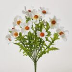 White Cosmos Blooms Faux Floral Bush Spray - 18 inch