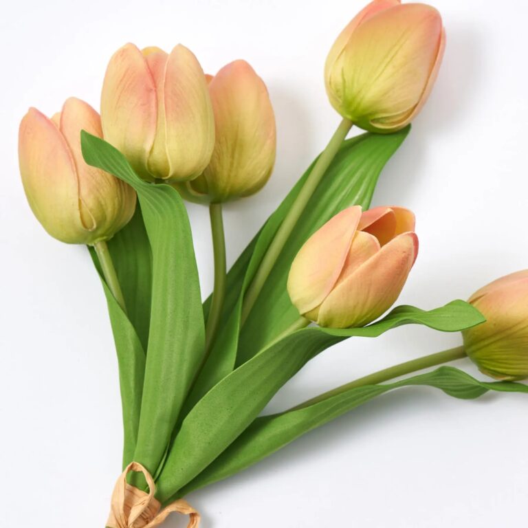 Close-up of bloom tips on this Orange Sherbert Real Touch Faux 6 Stems faux flower