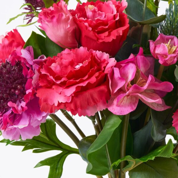 Close-up of bloom tips on this Real Touch Fuchsia Scabiosa, Lisianthus 11 Stems faux flower