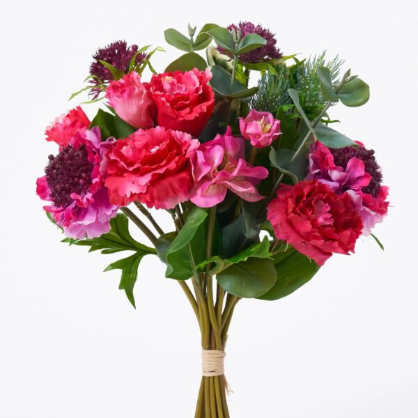 Real Touch Fuchsia Scabiosa, Lisianthus and Thistle Mixed Bundle 11 Stems - 12 inch, faux