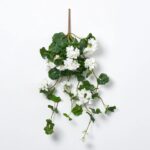 Real Touch White Hanging Geranium Bush Faux Floral Spray - 36 inch