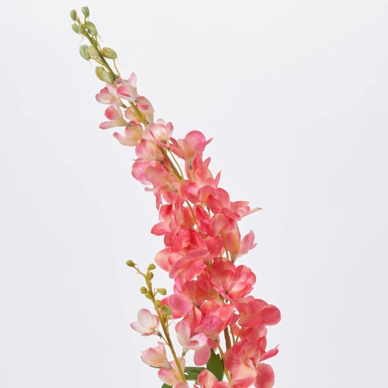 Close-up of bloom tips on this Blooming Coral Pink Real Touch Spray Long Stem