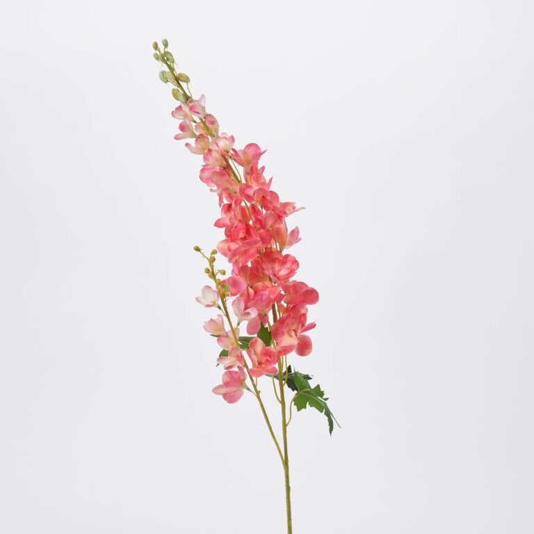 Blooming Coral Pink Real Touch Garden Delphinium Spray Long Stem Faux Floral - 36 inch
