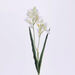 White Real Touch Freesia Bloom and Leaf Foliage Single Floral Stem Spray - 25 inch