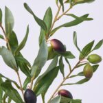 Close-up of bloom tips on this Green and Black Olive Leaf Faux Greenery Spray