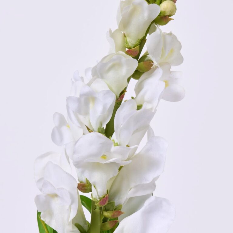 Close-up of bloom tips on this Blooming Real Touch White Snapdragon Spray Single Stem