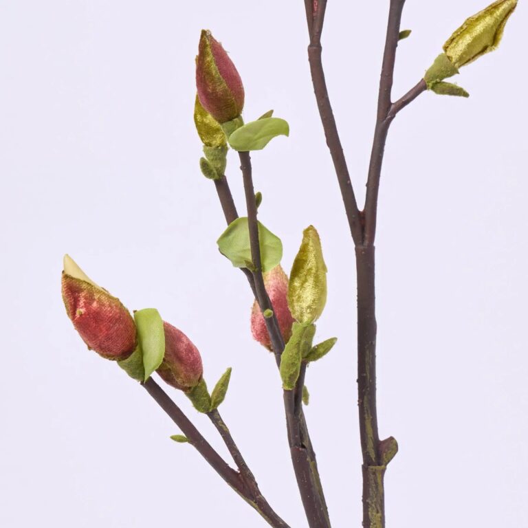Close-up of bloom tips on this Real Touch Tree Magnolia Bud Faux Branch Spray