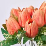 Close-up of bloom tips on this Orange Silk Tulip Bloom Faux Floral Spray