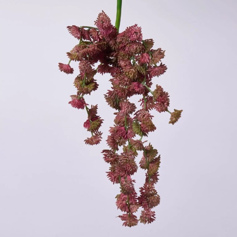 Real Touch Burgundy Red and Green Sedum Leaf Faux Vine Pick Spray - 17 inch