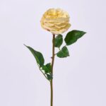 Real Touch Pastel Yellow English Rose Bloom Single Stem Faux Floral Spray - 22 inch