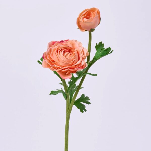 Coral Orange Real Touch Ranunculus Bloom and Bud Spray Floral Stem Spray - 23 inch